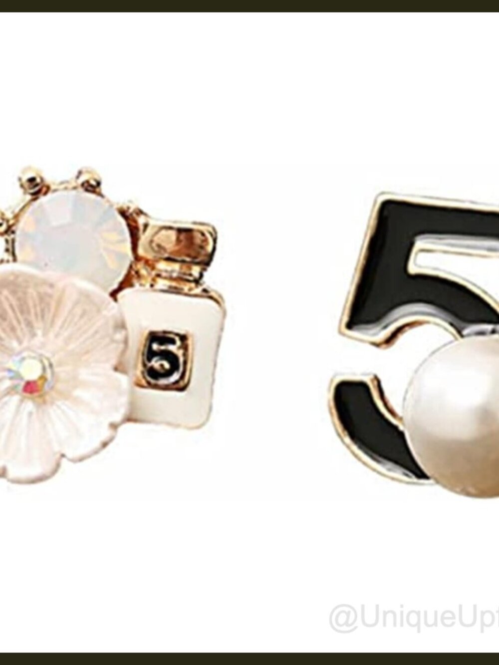 Vintage Asymmetrical Pearl & Flower Dangle Earrings